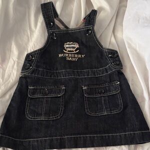 Burberry Black Denim Overall Dress with Embroidered Logo